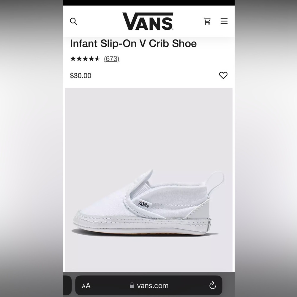 VANS SLIP ON V CRIB TRUE WHITE/ TRUE WHITE
